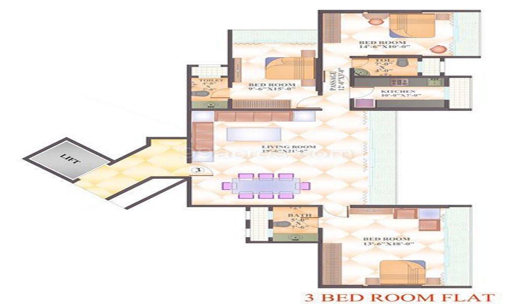 1 BHK+1T 670/sqft-saleable  Sqft Apartment For Sale In AP Panchvati B In Powai Floor Plan