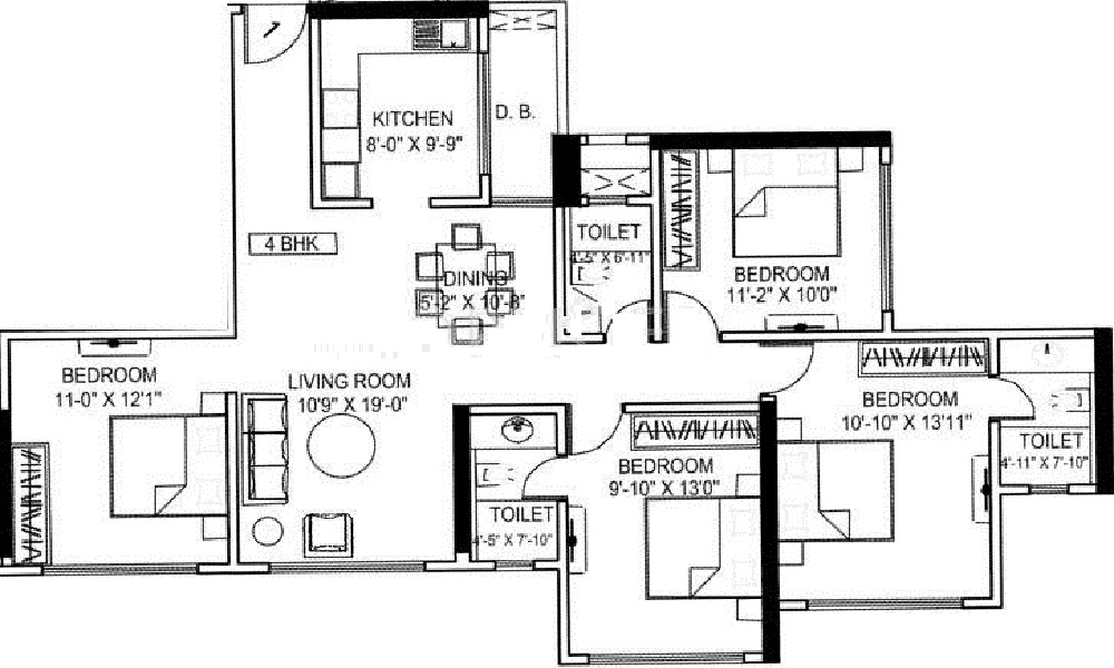 3 BHK+3T 1580/sqft-saleable  Sqft Apartment For Sale In Kanakia Samarpan Exotica In Borivali East Floor Plan
