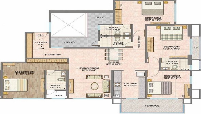 2 BHK+2T 1471/sqft-saleable Sqft Apartment For Sale In Hubtown Sunmist In Andheri East Floor Plan