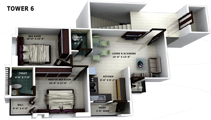1 BHK+1T 710/sqft-saleable Sqft Apartment For Sale In Omkar Om Residency In Parel Floor Plan