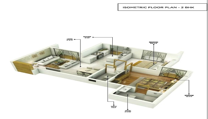 1 BHK+1T 690/sqft-saleable Sqft Apartment For Sale In Monarch Greenscapes In Panvel Floor Plan