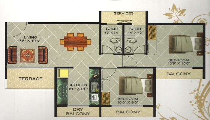 1 BHK+1T 693/sqft-saleable Sqft Apartment For Sale In Gami Radha Krishna Complex Mumbai Navi In Panvel Floor Plan