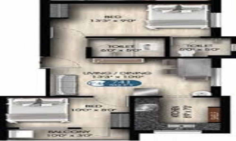 1 BHK+1T 650/sqft-saleable Sqft Apartment For Sale In Bhaveshwar Apartment In Panvel Floor Plan