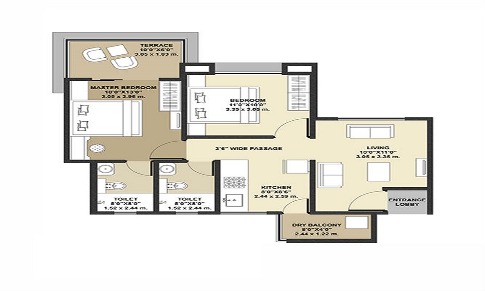 1 BHK+1T 495/sqft-saleable Sqft Apartment For Sale In Tata New Haven Boisar 2 In Boisar Floor Plan