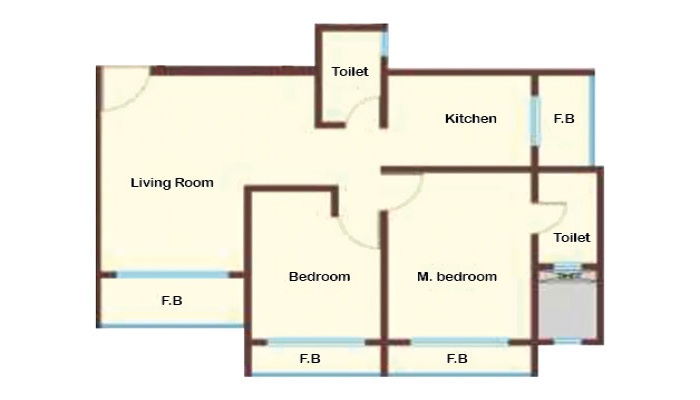1 BHK+1T 600/sqft-saleable Sqft Apartment For Sale In Srishti Oasis In Bhandup West Floor Plan