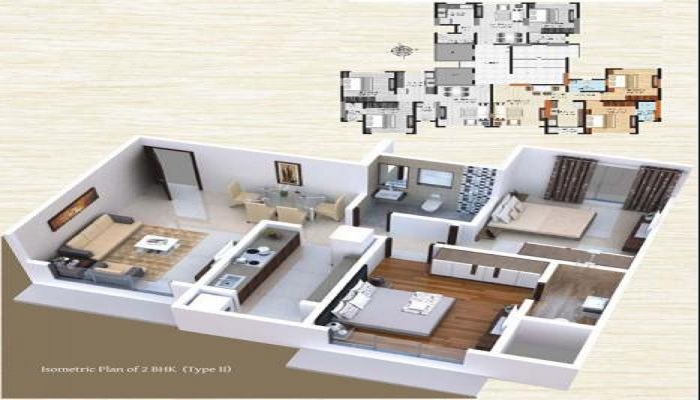 1 BHK+1T 402/sqft-saleable Sqft Apartment For Sale In Dimples Aspire In Kandivali West Floor Plan