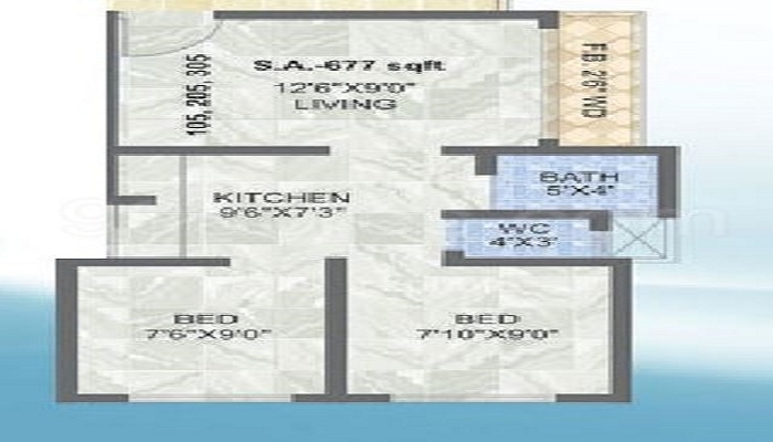 1 BHK+1T 400/sqft-saleable Sqft Apartment For Sale In Tirupati Balaji Arcade In Panvel Floor Plan