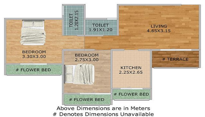 1 BHK+1T 620/sqft-saleable Sqft Apartment For Sale In Dubey Gayatri Chhaya In Panvel Floor Plan