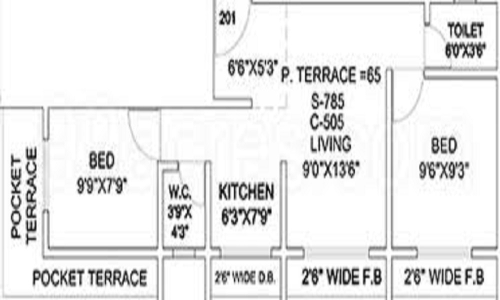1 BHK+1T 605/sqft-saleable Sqft Apartment For Sale In Mangalam Group Gokul Township In Palghar Floor Plan