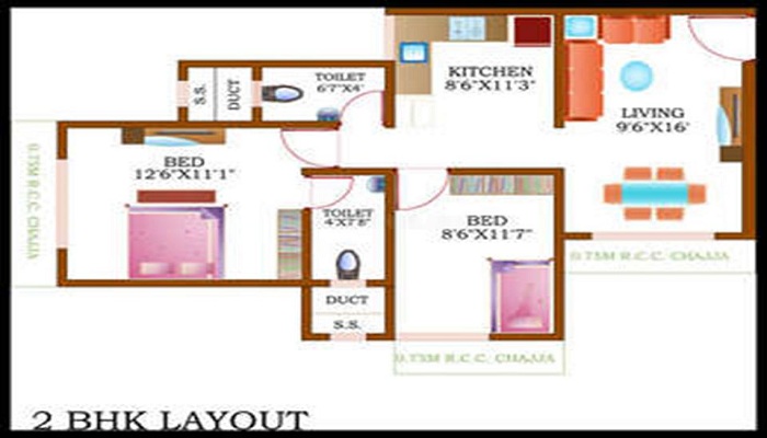 1 BHK+1T 645/sqft-saleable Sqft Apartment For Sale In Kings Anand Dham In Bhandup East Floor Plan