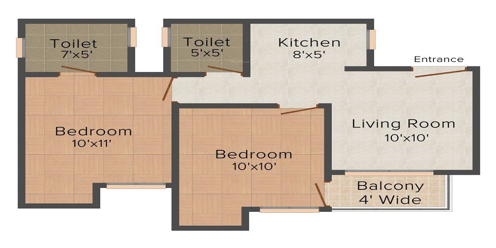 1 BHK+1T 380/sqft-saleable Sqft Apartment For Sale In Airwil Organic Smart City In Yamuna Expressway Floor Plan