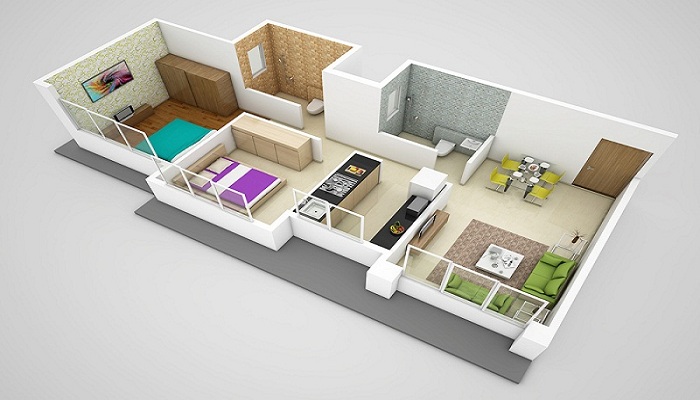 1BHK+1T 603/sqft-saleable Sqft Apartment For Sale In Flint Heights In Ghatkopar West Floor Plan