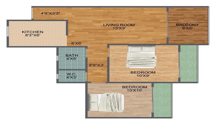 1BHK+1T 600/sqft-saleable Sqft Apartment For Sale In Dream Homes In Panvel Floor Plan