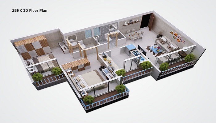1 BHK+1T 650/sqft-saleable Sqft Apartment For Sale In Yushan Maple Casa Loma In Karjat Floor Plan