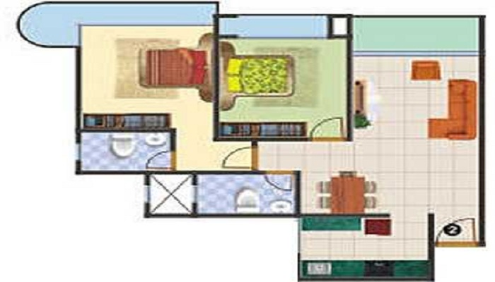 1BHK+1T 714/sqft-saleable Sqft Apartment For Sale In Marvel Shanti Greens In Shilphata Floor Plan
