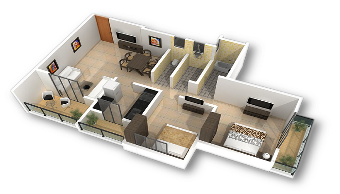1BHK+1T 660/sqft-saleable Sqft Apartment For Sale In Sujata Empress In Kharghar Floor Plan
