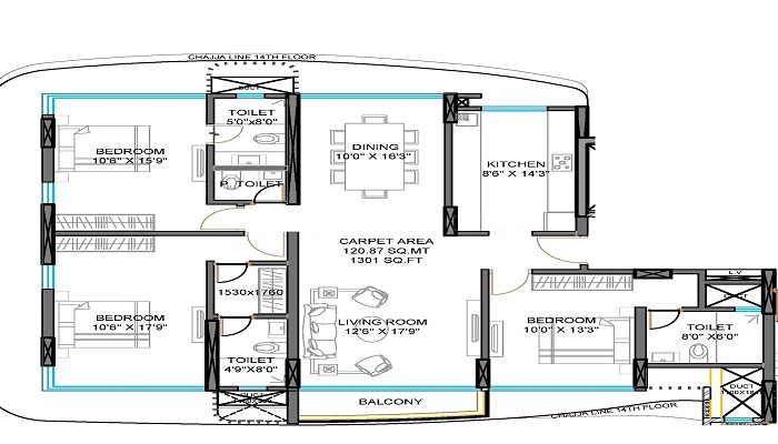 2 BHK+2T 879/sqft-saleable Sqft Apartment For Sale In Dudhwala Vipin Heights In Dadar Floor Plan