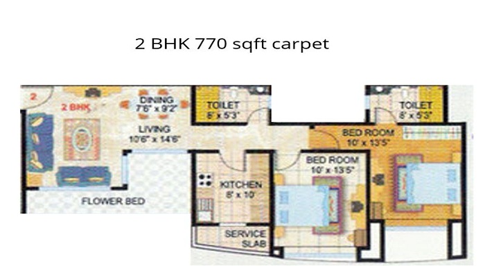 2 BHK+2T 724/sqft-saleable Sqft Apartment For Sale In Srishti Synchronicity In Powai Floor Plan