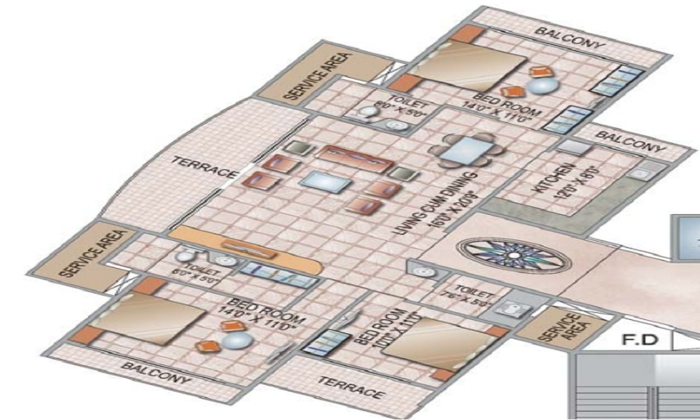2 BHK+2T 1173/sqft-saleable Sqft Apartment For Sale In Shree Sawan Highness In Kharghar Floor Plan