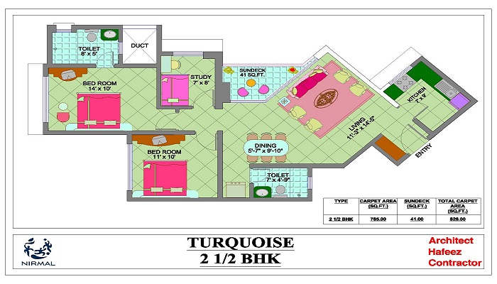 2 BHK+3T 752/sqft-saleable Sqft Apartment For Sale In Nirmal Turquoise In Mulund Floor Plan