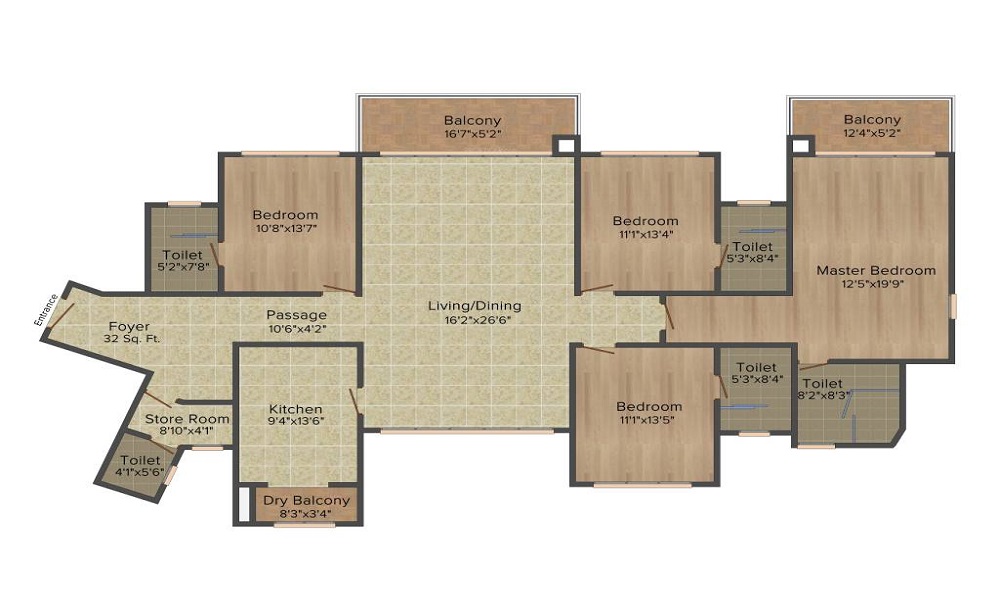 3 BHK+3T 1422/sqft-saleable Sqft Apartment For Sale In Godrej Serenity In Chembur Floor Plan