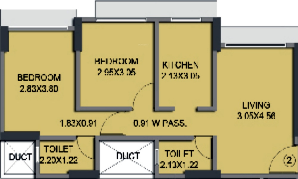 1 BHK+1T 660/sqft-saleable Sqft Apartment For Sale In Sobha Gateway Of Dreams In Panathur Floor Plan