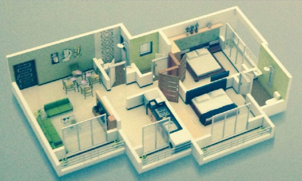 1 BHK+1T 552/sqft-saleable  Sqft Apartment For Sale In Puranik City Reservā In Ghodbunder Road Floor Plan