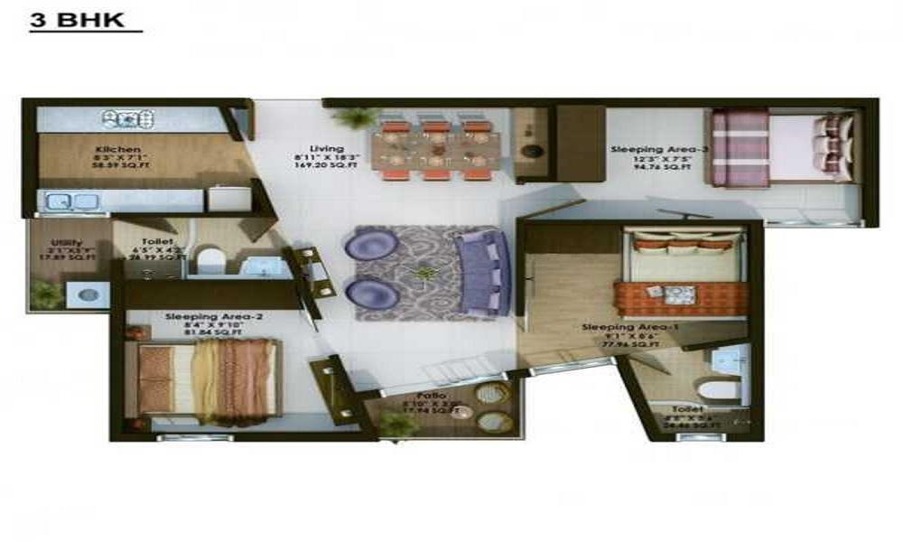2 BHK+2T 391/sqft-saleable Sqft Apartment For Sale In XRBIA Hinjewadi In Hinjewadi Floor Plan