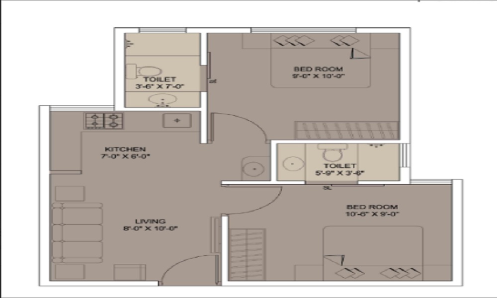 1 BHK+1T 135/sqft-carpet Sqft Apartment For Sale In XRBIA Ambi In Talegaon Floor Plan