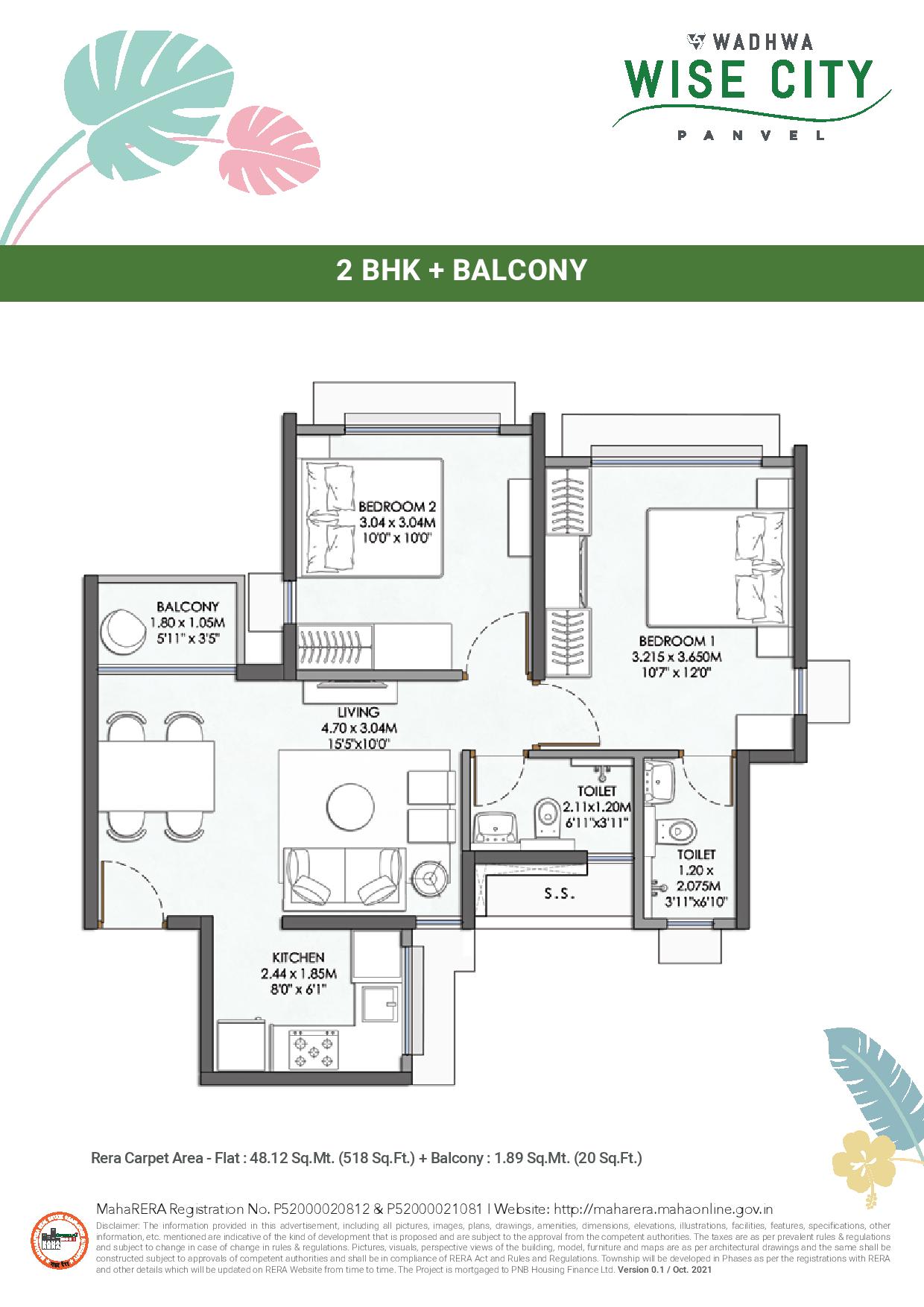 1 BHK+1T 387/sqft-carpet Sqft Apartment For Sale In Wadhwa Wise City In Panvel Floor Plan
