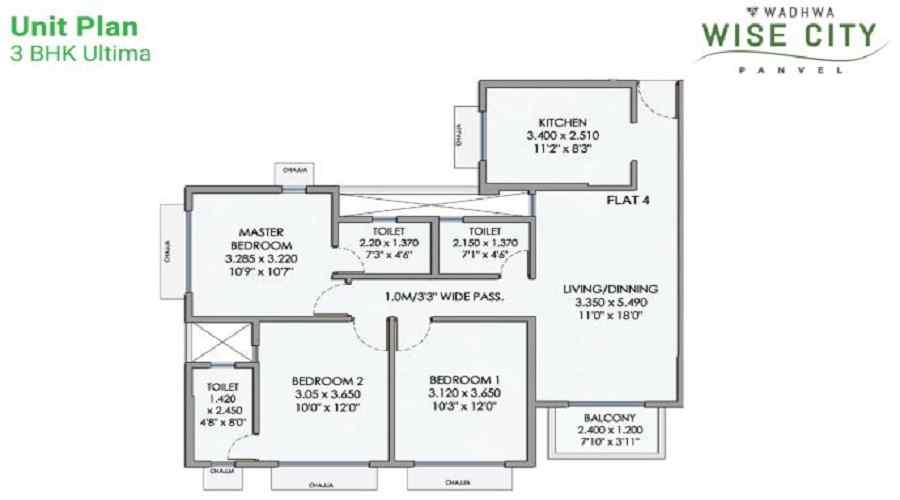 1 BHK+1T 387/sqft-carpet Sqft Apartment For Sale In Wadhwa Wise City In Panvel Floor Plan