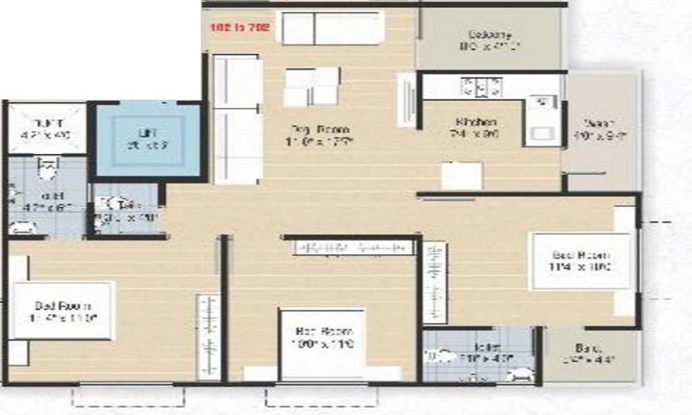 2 BHK+2T 646/sqft-saleable Sqft Apartment For Sale In Shiv Pratham Luxuria In Narolgam Floor Plan