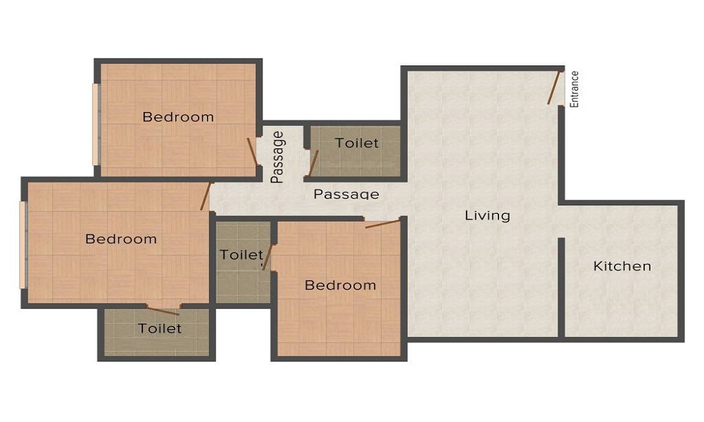 2 BHK+2T 950/sqft-saleable Sqft Apartment For Sale In Amrapali Zodiac In Sector 120 Floor Plan