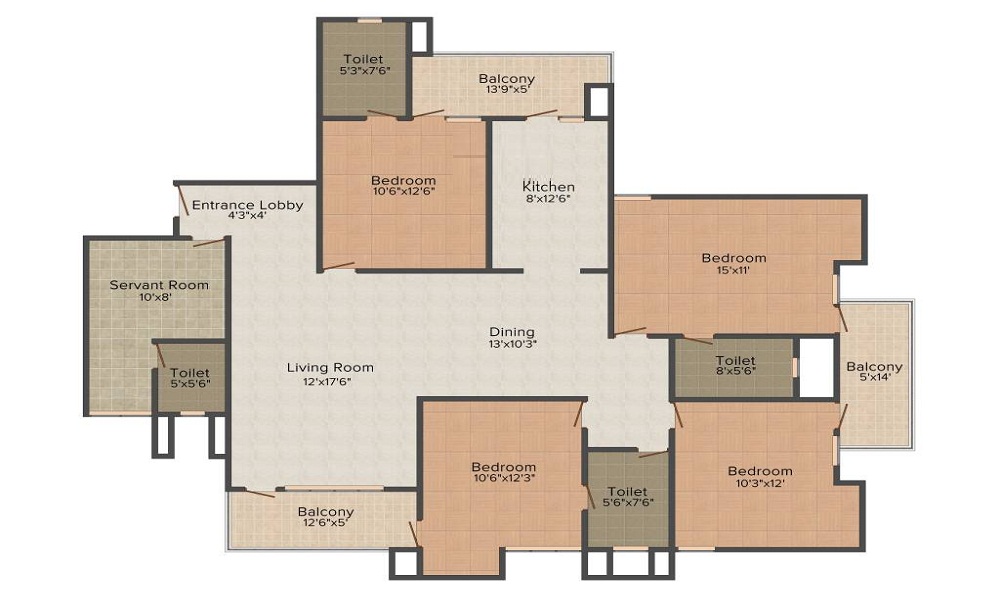 2 BHK+2T 950/sqft-saleable Sqft Apartment For Sale In Amrapali Zodiac In Sector 120 Floor Plan
