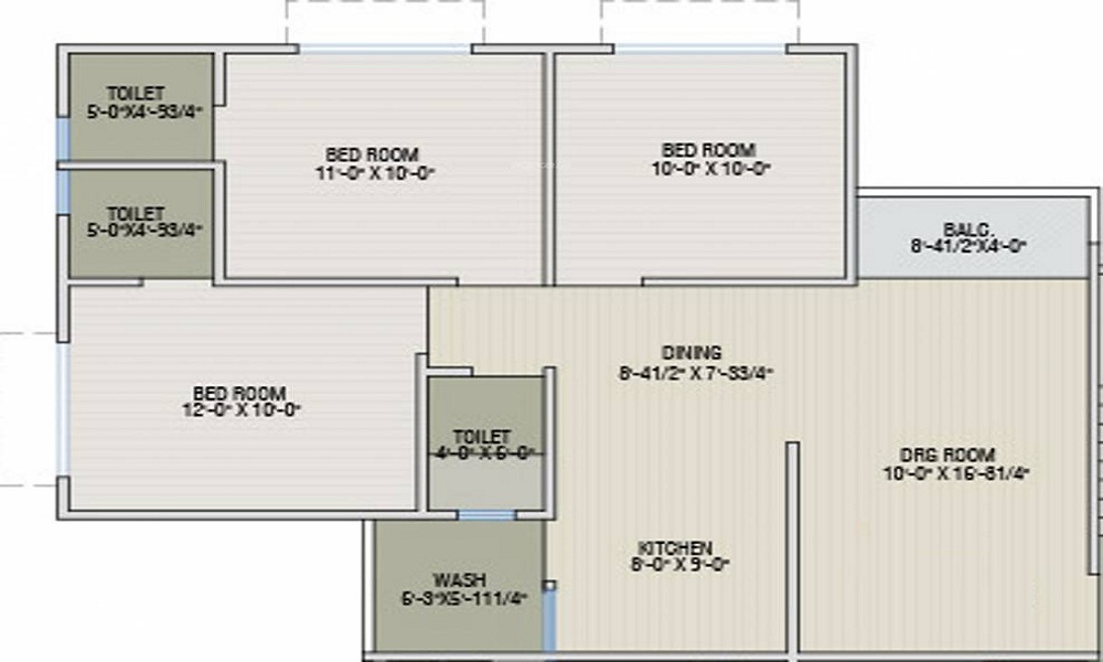 2 BHK+2T 990/sqft-saleable Sqft Apartment For Sale In Dharti Exotica In Chandkheda Floor Plan