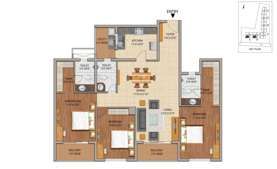 3 BHK+3T Flat for Sale in Bellandur, Bangalore