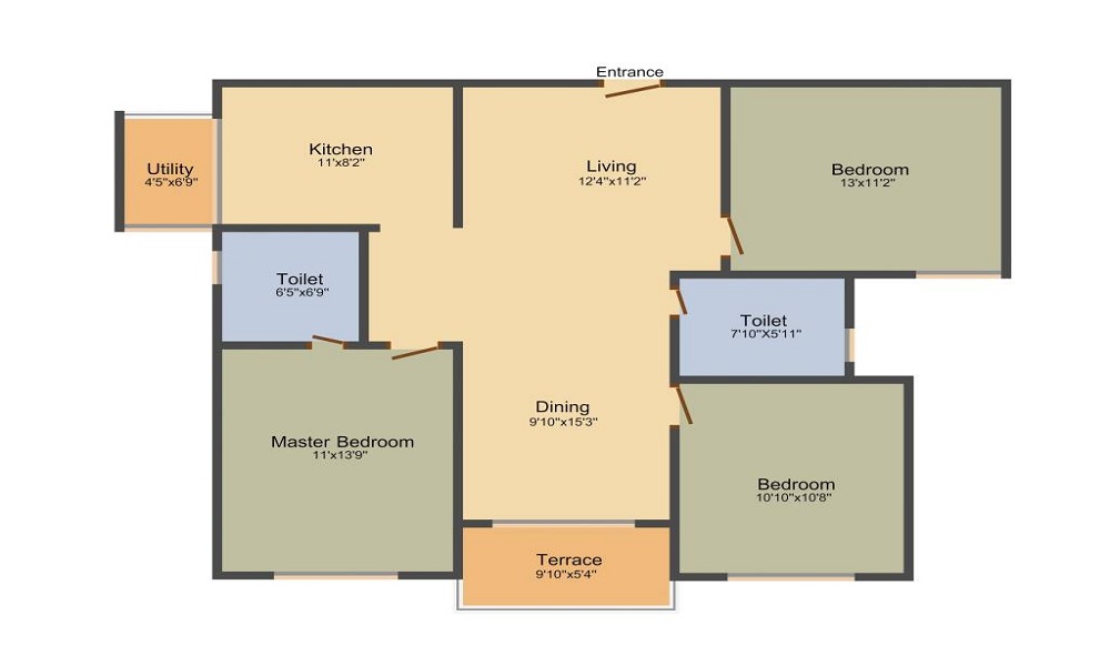 1 BHK+1T 550/sqft-saleable Sqft Apartment For Sale In GM Elegance Tower In Electronic City Phase 1 Floor Plan