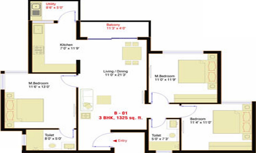 2 BHK+2T 1185/sqft-saleable Sqft Apartment For Sale In Shweta Luxuria In Chandapura Floor Plan