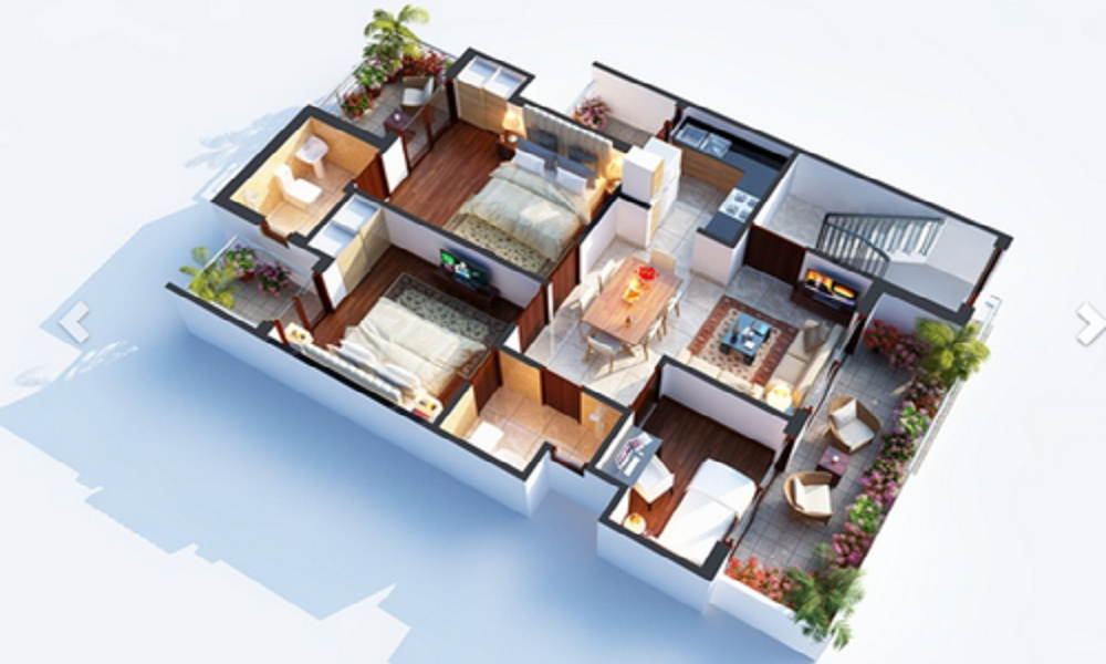 1 BHK+1T 555/sqft-saleable Sqft Apartment For Sale In Gaur Sanskriti Vihar Gaur City In Noida Extension Floor Plan