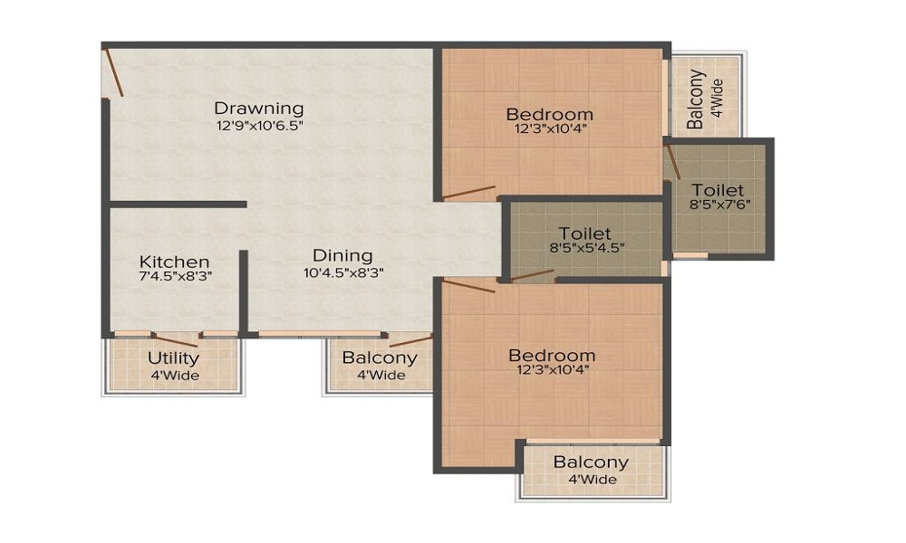 3 BHK+3T 1599/sqft-saleable Sqft Apartment For Sale In Oxirich Sanskriti In Sector 95 Bhiwadi Floor Plan