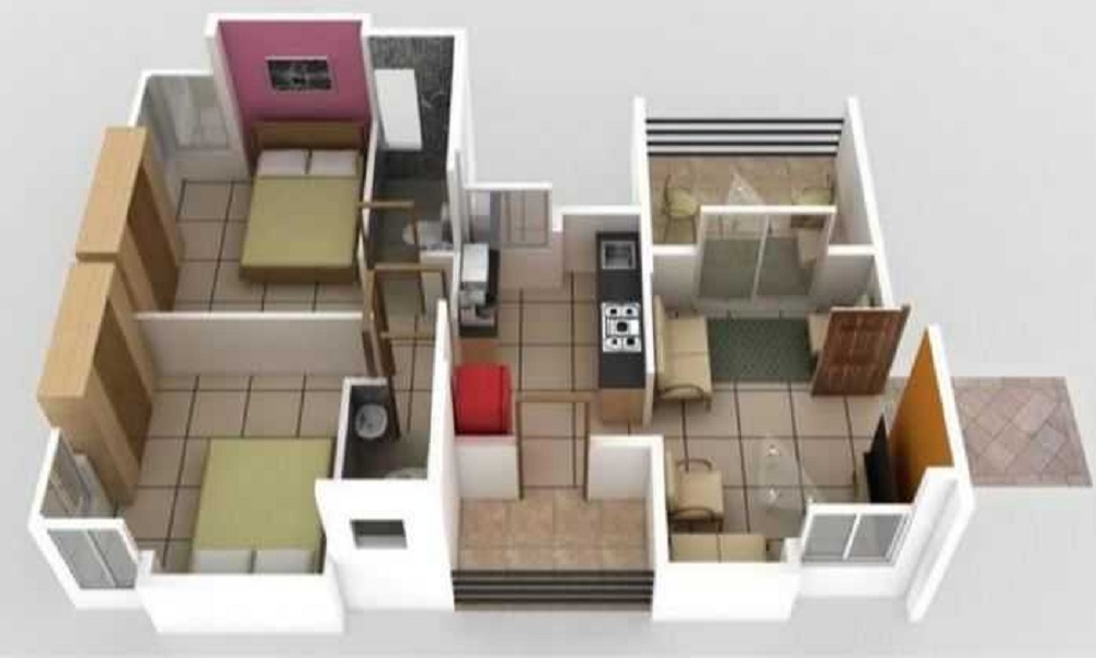 1 BHK+1T 618/sqft-carpet Sqft Apartment For Sale In Welhome Galaxy Phase 1 In Wagholi Floor Plan