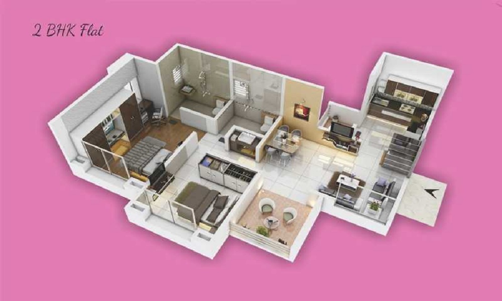 1 BHK+1T 339/sqft-carpet Sqft Apartment For Sale In GK Rose Mansion In Tathawade Floor Plan