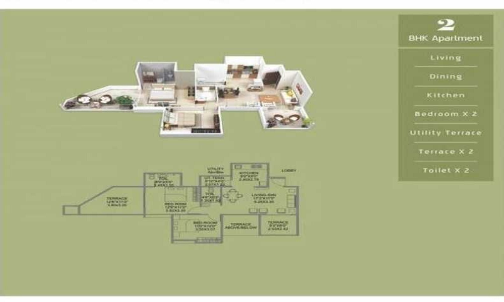 1 BHK+1T 357/sqft-carpet Sqft Apartment For Sale In Wadhwani Sai Paradise In Tathawade Floor Plan