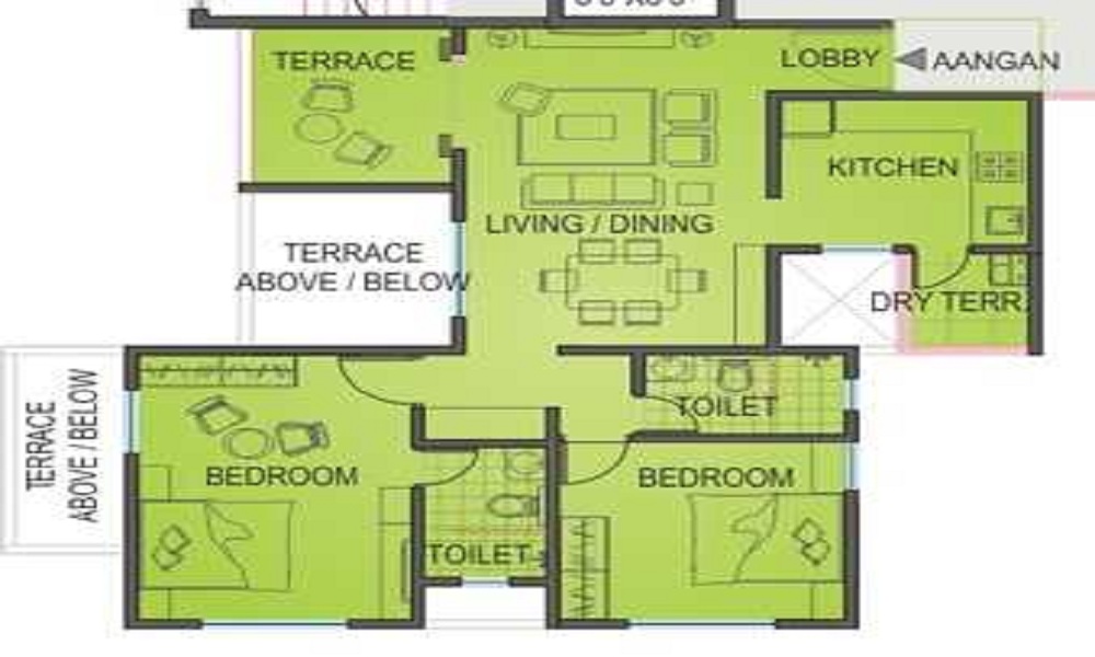 1 BHK+1T 366/sqft-carpet Sqft Apartment For Sale In Sneha Homes In Warje Floor Plan