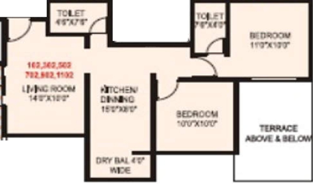 1 BHK+1T 582/sqft-carpet Sqft Apartment For Sale In Prime Swapnapurti In Handewadi Floor Plan