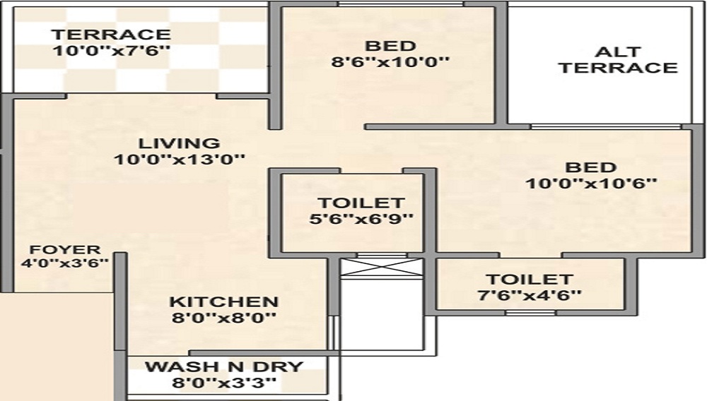 1 BHK+1T 585/sqft-saleable Sqft Apartment For Sale In Namrata Crystal Park In Rahatani Floor Plan