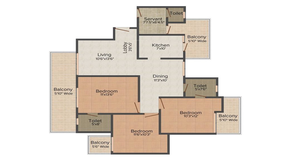 4 BHK+4T 2140/sqft-carpet Sqft Apartment For Sale In KLJ Greens In Sector 77 Floor Plan