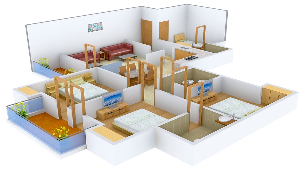 2 BHK+2T 1025/sqft-carpet Sqft Apartment For Sale In SRS Royal Hills In Sector 87 Floor Plan