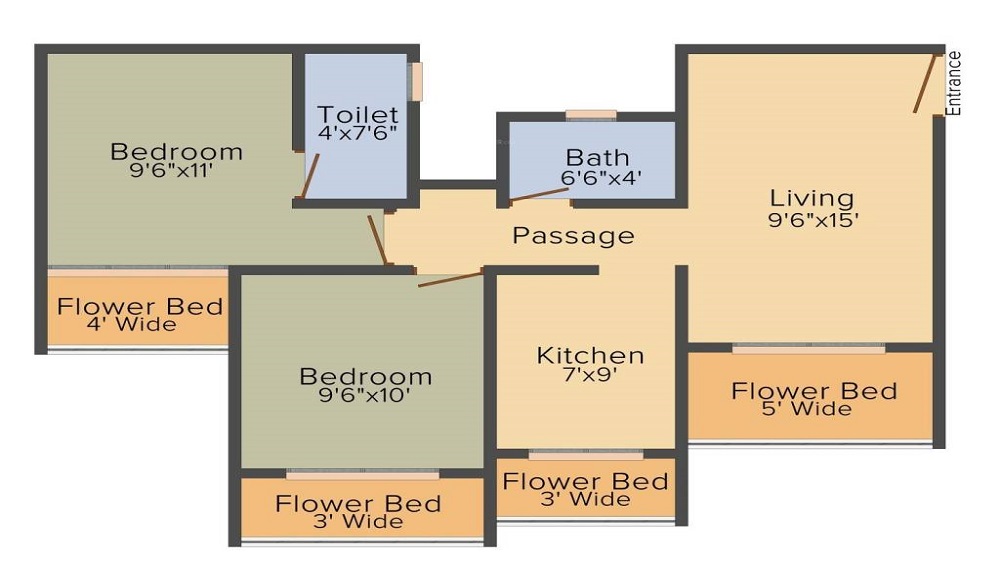1 BHK+2T 715/sqft-carpet Sqft Apartment For Sale In Mohan Highlands In Badlapur Floor Plan