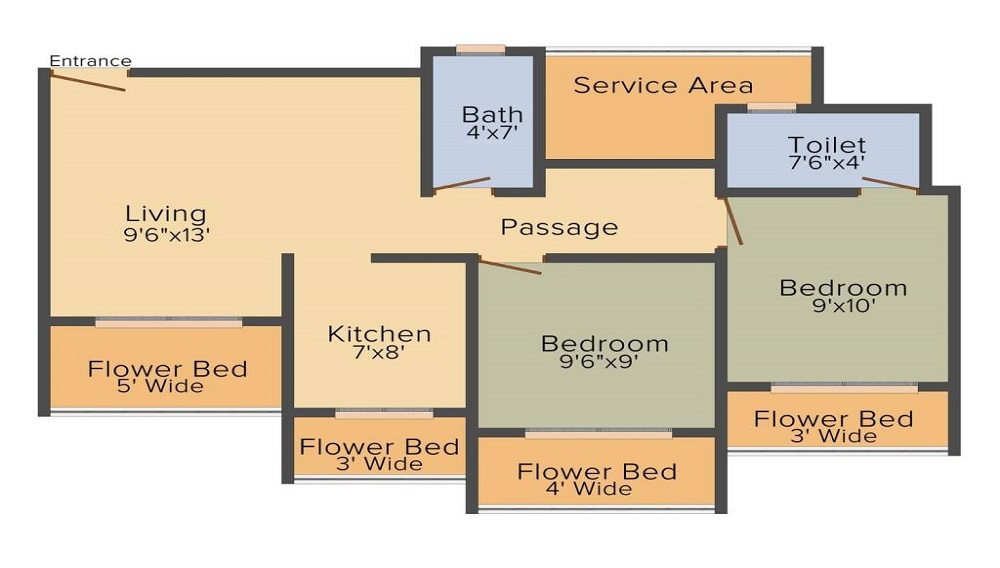 1 BHK+2T 715/sqft-carpet Sqft Apartment For Sale In Mohan Highlands In Badlapur Floor Plan